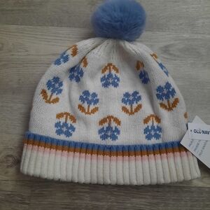 Old Navy Kids' Floral Knit Beanie with Pom-Pom